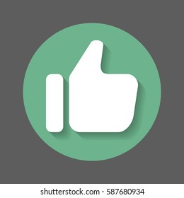 Thumbs up flat icon. Round colorful button, circular vector sign with shadow effect. Flat style design