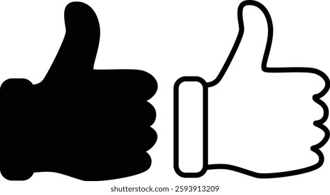 Thumbs up Flat And Outline Icon On White Background
