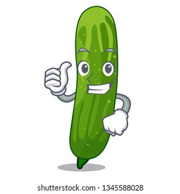 Thumbs up fresh cucumber slices on cartoon plate