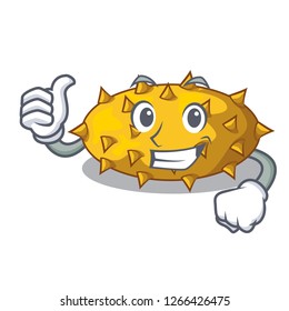 Thumbs up fruit Kiwano the isolated on mascot