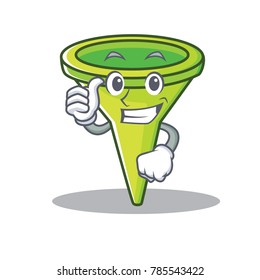 Thumbs up funnel character cartoon style