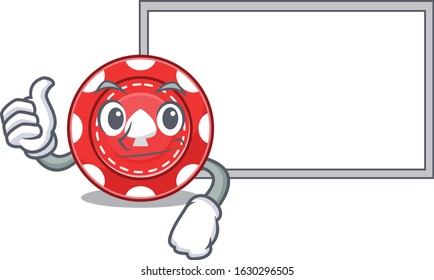 Thumbs up of gambling chips cartoon design with board
