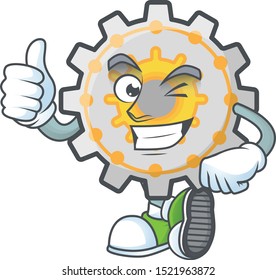 Thumbs up gear machine cartoon character with mascot