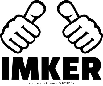 Thumbs with german beekeeper job title male