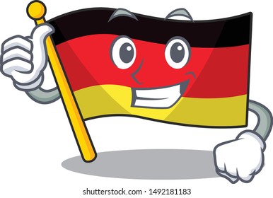 Thumbs up germany flag flutter on cartoon pole