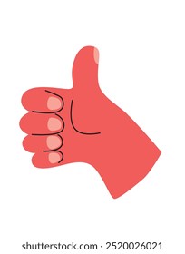 Thumbs up gesture. Blue hand illustration. Like symbol.