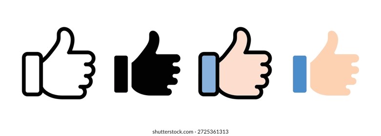 pulgares arriba gesto Conjunto de iconos. como y símbolo de Aprobación. icono de Comentarios. Ilustración vectorial