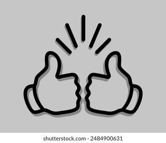 Thumbs up gesture icon. Thank you. Approval and like sign. Vector illustration. EPS 10