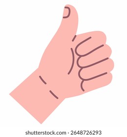 Thumbs up gesture in light skin tone. Symbol of approval or agreement.