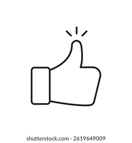 Thumbs Up Gesture Line Icon. Approval, Agreement, And Positive Feedback Outline Symbol. Social Media Interaction And User Engagement. Editable Stroke. Isolated Vector Illustration.