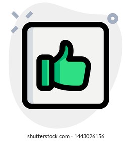 Thumbs up gesture in square, social media button.