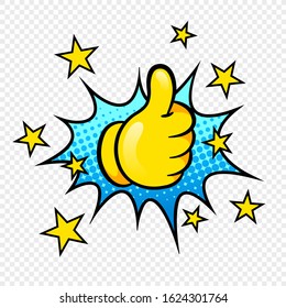 Thumbs up gesture. Vector. Pop-art