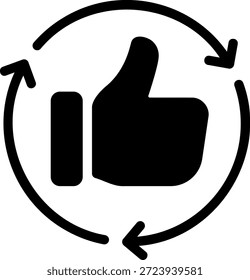 Pulgares para arriba icono de glifo ilustración Vector