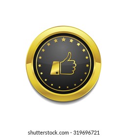 Thumbs Up Golden Vector Icon Button