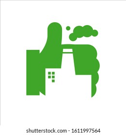 thumbs up for good factory logo design sign symbol vector illustration