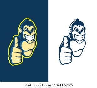 Thumbs up gorilla mascot vector illustration