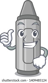 Thumbs up gray crayon character 