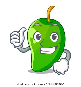 Thumbs up green mango slices in the character
