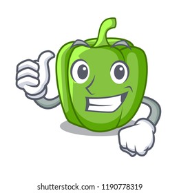 Thumbs up green peppers on the table cartoon