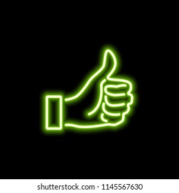 Thumbs up green shiny like button, hand, element, vector illustration