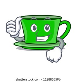 Thumbs up green tea character cartoon