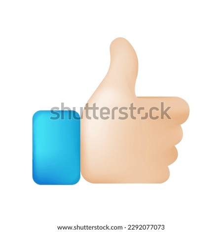 Thumbs Up Hand 3d render Sign. Human Gesture Vector Symbol Emoticon Design. Vector EPS10