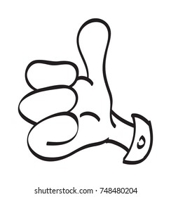 Thumbs up hand in cartoon style.