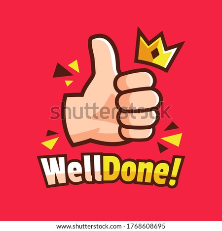 Thumbs up hand with crown illustration