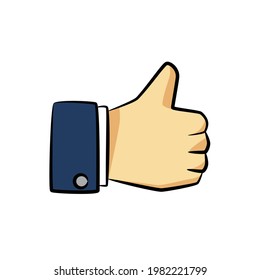 Thumbs up hand in drawing style isolated vector. Hand drawn object illustration for your presentation, teaching materials or others.
