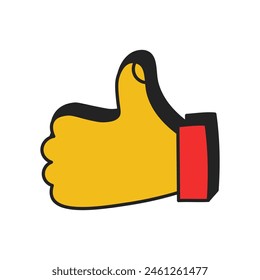 Thumbs up hand gesture icon. Colorful like sign. Ok good accept approve success sticker. Vector illustration for social media
