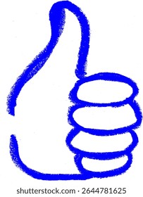 Pulgares hacia arriba Icono de gesto de la mano Crayón tiza Vector de dibujo