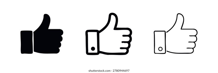 Thumbs Up Hand Gesture Icon Set for Like and Approval