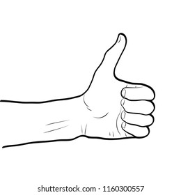 Thumbs up hand gesture line art outline