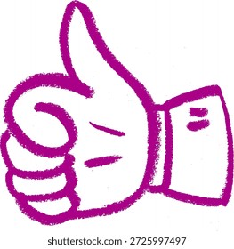 Pulgares hacia arriba Icono de la mano Crayón tiza Vector de dibujo