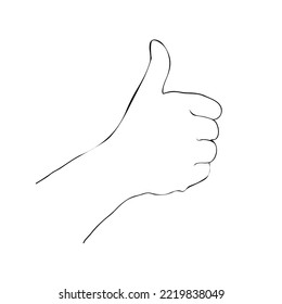 icono de la mano hacia arriba, ilustración del vector de contorno