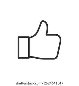 Thumbs up hand, linear icon. Symbol of like, approval or positive feedback. Line with editable stroke.