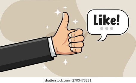 Thumbs up hand movement as a sign of liking or agreeing