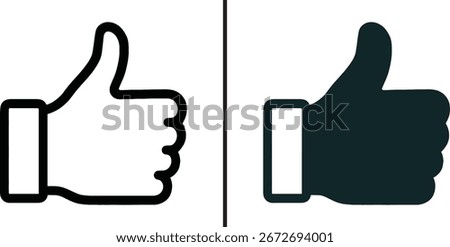 Thumbs Up Hand Sign Icon Set for Like, Approval, and Positive Feedback Concepts

