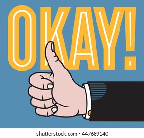 Thumbs up hand vector illustration with raised thumb