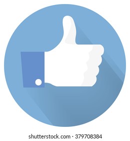 thumbs up hand,like concept social vector flat icon  long shadow illustration