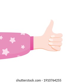 Thumbs up hands flat composition with isolated human hand images on blank background vector illustration