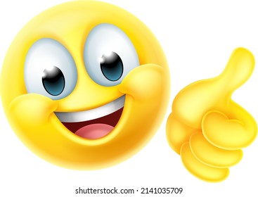 A thumbs up happy emoticon cartoon face icon