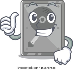 Thumbs up hard drive internal mascot isolated cartoon