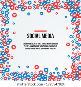Thumbs up and heart icon frame. social media love and like icons on 
white background. emoticon vector illustration