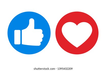 Thumbs up and heart icon isolated on white background. Vector illustration. Eps 10.