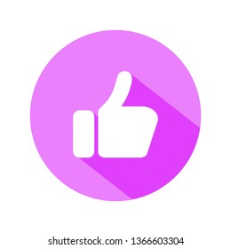 Thumbs up and heart icon on a white background. Modern flat style vector illustration