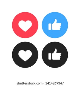 Thumbs Up And Heart Icon On A White Background. Instagram And Facebook. Vector Illustration.