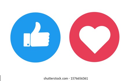 Thumbs up and heart icon on a white background. social media icon. vector illustration