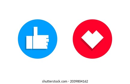 Thumbs e icono del corazón. El botón de forma única le da un toque diferente. iconos de los medios sociales de web y aplicación.