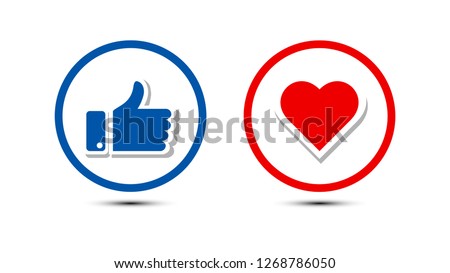 
Thumbs up and heart icon vector isolated  on a white background. facebook, facebook icon, social media icon, empathetic emoji reactions

